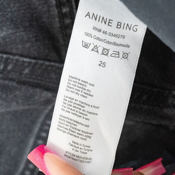 Anine Bing Bonnie Raw Hem Cutoff Denim Shorts washed black sz 25 - Picture 10 of 10